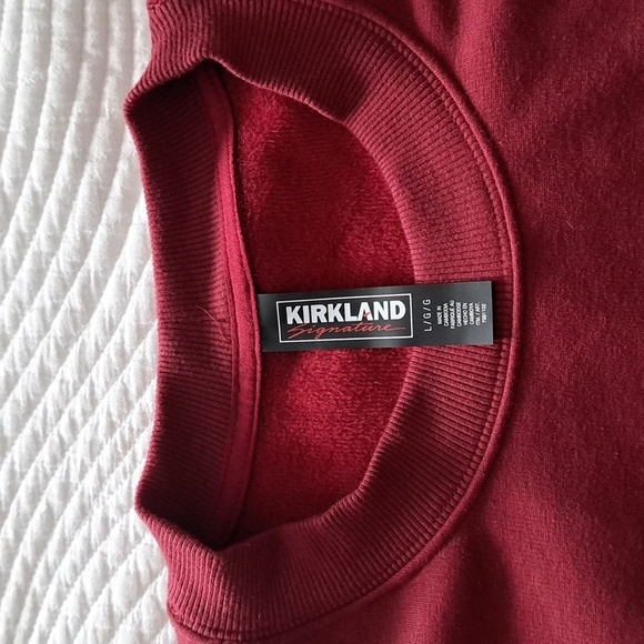 Kirkland Signature Sweatshirt Crewneck Cozy Fleece Lined Burgandy Large - Picture 8 of 11